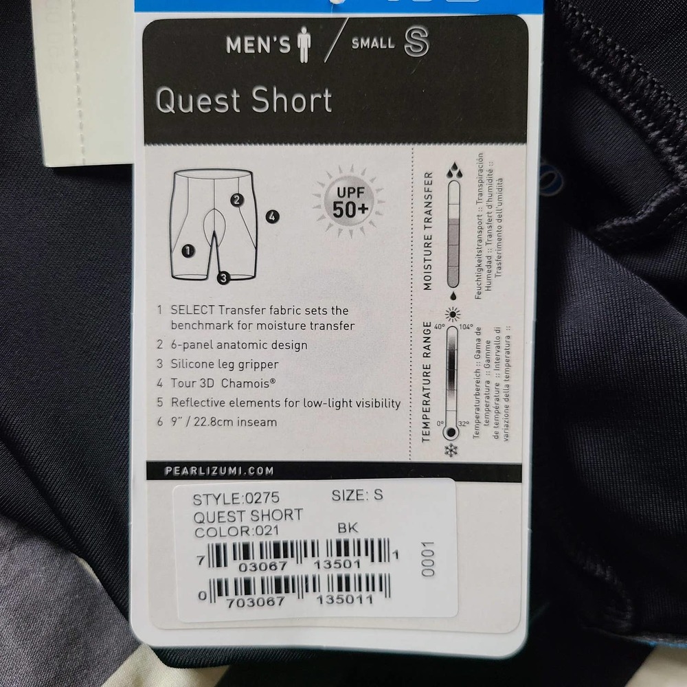 PEARL IZUMI Black Select Series Quest Short 0275 Men's Small NWT - Picture 9 of 15